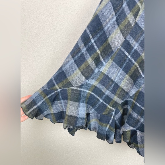 VTG Women's 100% Wool Tulip Hem Plaid Midi Skirt Blue Green Doy.C. By Camellia M - Picture 5 of 16
